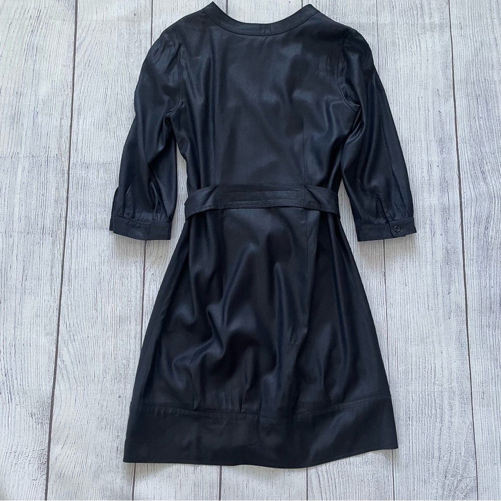 Theory Belted Button Detail Black Shimmer Dress Size 8 - Picture 2 of 10